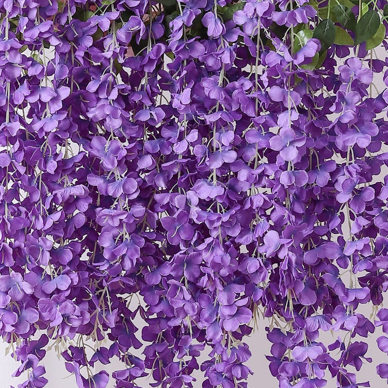Duovlo 12 Piece Artificial Silk Wisteria Vine 3.6 Feet Ratta Hanging Flower Garland String Home Party Wedding Decor(Purple) - Image 4